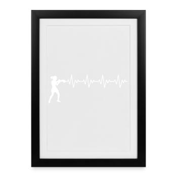 Boxer Boxing ECG Battement cardiaque Fréquence cardiaque - Affiche encadrée (27 × 37 cm) - noir - Devant