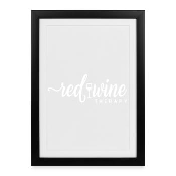 Red Wine Therapy Wine Saying Relaxation - Framed poster (27 × 37 cm) - black - Front