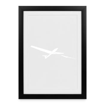 Glider Winch Launch Gliding Pilot Logo - Framed poster (27 × 37 cm) - black - Front