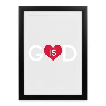 God Is Love Heart - Minimalist Christian Spirit - Affiche encadrée (27 × 37 cm) - noir - Devant