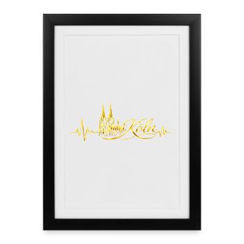 Cologne Heartbeat Skyline Cologne Cathedral Love Gift - Framed poster (27 × 37 cm) - black - Front