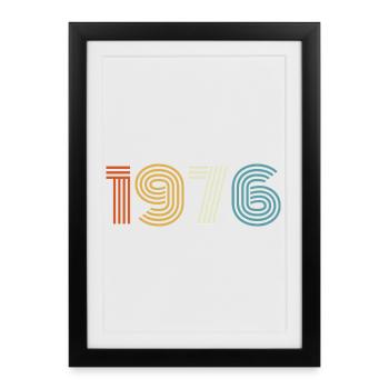 1976 Cadeau 1976 Vintage 1976 - Affiche encadrée (27 × 37 cm) - noir - Devant