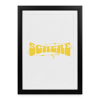 Schere Street Graffiti Gelb - Gerahmtes Poster (27 × 37 cm) - Schwarz - Vorne
