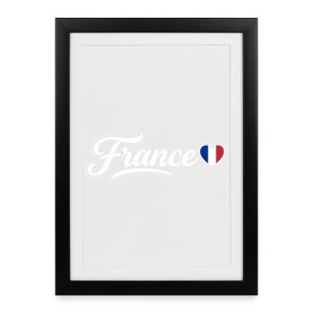 Script français avec cœur de drapeau Fan patriotique - Affiche encadrée (27 × 37 cm) - noir - Devant