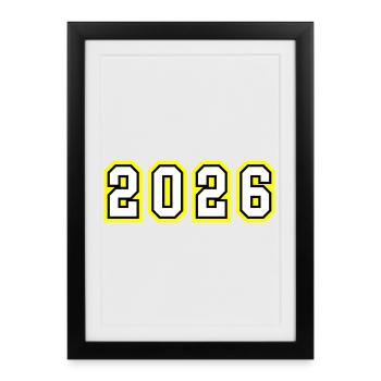 2026 Jahr - Gerahmtes Poster (27 × 37 cm) - Schwarz - Vorne