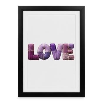Love Lettering Patchwork 3D Fabric Look - Framed poster (27 × 37 cm) - black - Front