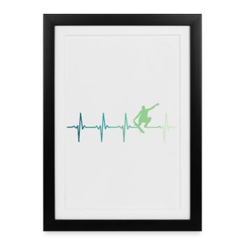 Skate Skater Battement de Cœur skateboard  - Affiche encadrée (27 × 37 cm) - noir - Devant