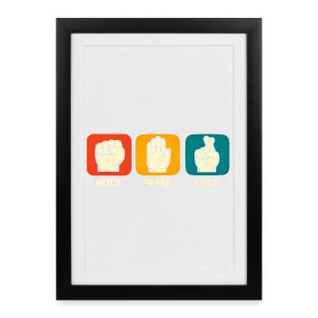 Rock-Paper-Happiness – Ondes positives drôles – Insp - Affiche encadrée (27 × 37 cm) - noir - Devant