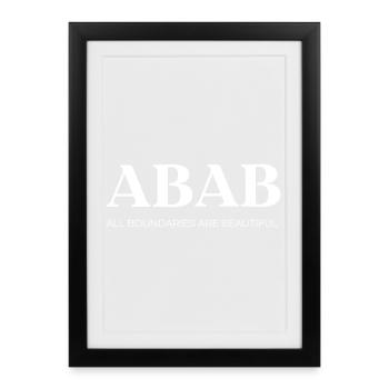 ABAB – Toutes les frontières sont belles (blanc) - Affiche encadrée (27 × 37 cm) - noir - Devant