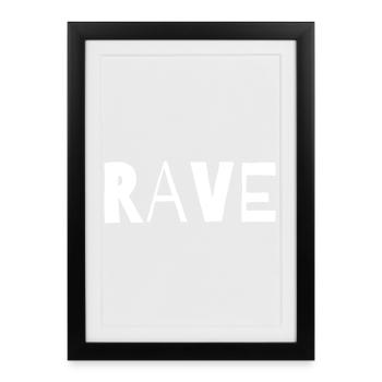 Rave typographic music design - Framed poster (27 × 37 cm) - black - Front