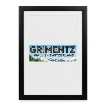 Grimentz Panorama Suisse - Affiche encadrée (27 × 37 cm) - noir - Devant