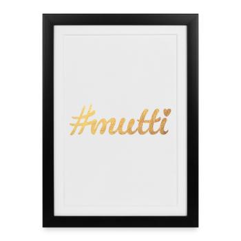 Hashtag Fête des Mères Fête des Mères Cœur d’or Maman Maman Luxe de Maman - Affiche encadrée (27 × 37 cm) - noir - Devant