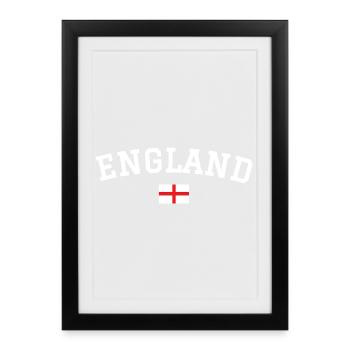 Drapeau anglais Dessin blanc - Affiche encadrée (27 × 37 cm) - noir - Devant