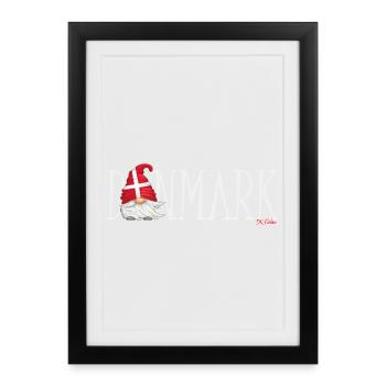 Danish winter gnome with flag hat - Framed poster (27 × 37 cm) - black - Front