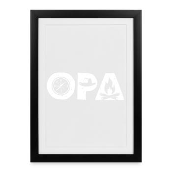 Grand-père campant - Affiche encadrée (27 × 37 cm) - noir - Devant