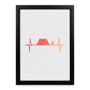camping tente Sunset battement de coeur tente - Affiche encadrée (27 × 37 cm) - noir - Devant