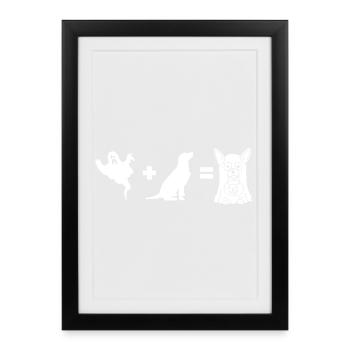 Fantôme Drôle de Chien d’Halloween - Chien drôle d’Halloween - Affiche encadrée (27 × 37 cm) - noir - Devant