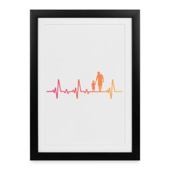 Père et fils sunset battement de coeur papa fils - Affiche encadrée (27 × 37 cm) - noir - Devant