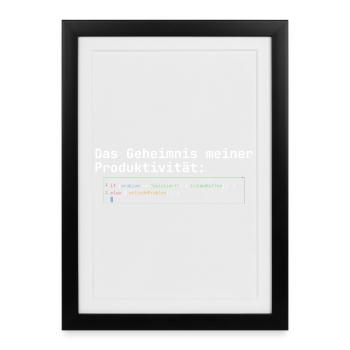 Programmierer Kaffee Geheimnis der Produktivität - Gerahmtes Poster (27 × 37 cm) - Schwarz - Vorne