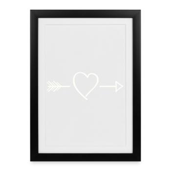 Heart Arrow Line Art - Framed poster (27 × 37 cm) - black - Front