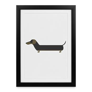 teckel - Affiche encadrée (27 × 37 cm) - noir - Devant