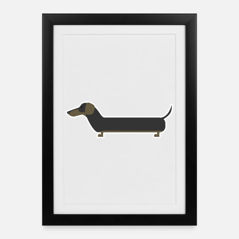 Dackel - Gerahmtes Poster (27 × 37 cm) - Schwarz