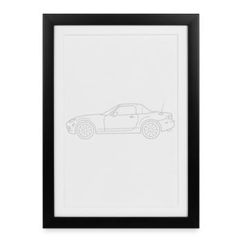 Voiture de sport MX 5 - Affiche encadrée (27 × 37 cm) - noir - Devant