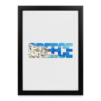 Collage Paradisien de l’île de Grèce - Affiche encadrée (27 × 37 cm) - noir - Devant