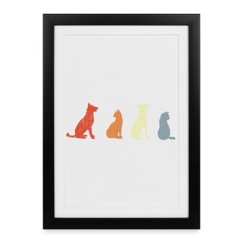 Vintage Cats and Dogs - Framed poster (27 × 37 cm) - black - Front