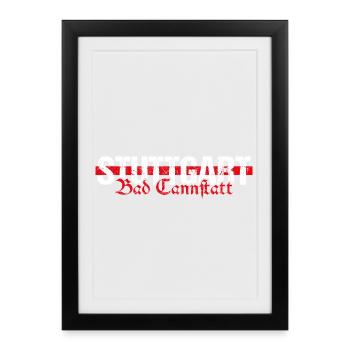 Stuttgart Bad Cannstatt altdeutsch - Gerahmtes Poster (27 × 37 cm) - Schwarz - Vorne