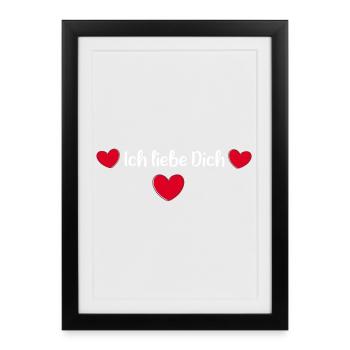 rotes Herz rot Herzen rot Herz Geschenk - Gerahmtes Poster (27 × 37 cm) - Schwarz - Vorne