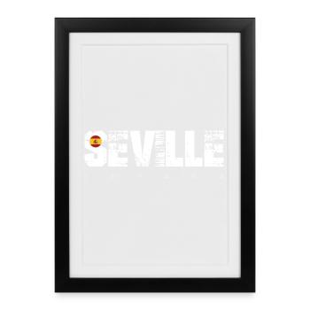 Seville Distressed Typography with Flag - Framed poster (27 × 37 cm) - black - Front