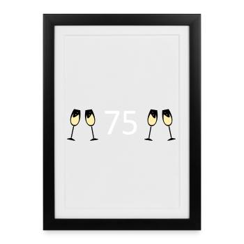 75e anniversaire 75e anniversaire 75 numéro 75 noir - Affiche encadrée (27 × 37 cm) - noir - Devant