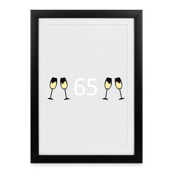 65e anniversaire 65 ans 65 Numéro 65 Noir - Affiche encadrée (27 × 37 cm) - noir - Devant