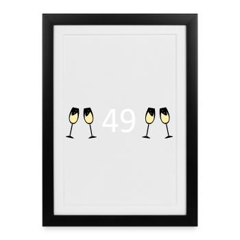 49e anniversaire 49 ans 49 ans numéro 49 - Affiche encadrée (27 × 37 cm) - noir - Devant