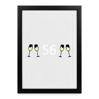 56th Birthday 56 Years Anniversary 56 Number 56 - Framed poster (27 × 37 cm) - black - Front