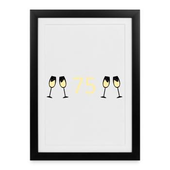 75e anniversaire 75e anniversaire 75 numéro 75 noir - Affiche encadrée (27 × 37 cm) - noir - Devant