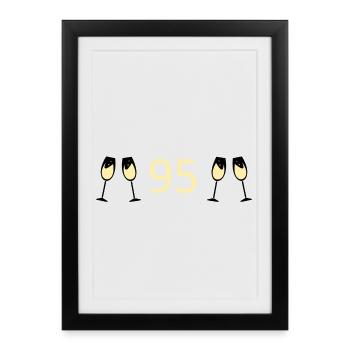 95th Birthday 95 Years Anniversary 95 Number 95 white - Framed poster (27 × 37 cm) - black - Front