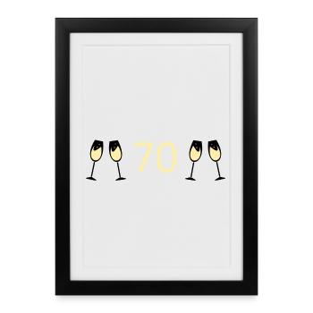 70th Birthday 70th Anniversary 70 Number 70 white - Framed poster (27 × 37 cm) - black - Front