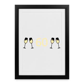 60th Birthday 60th Anniversary 60 Number 60 white - Framed poster (27 × 37 cm) - black - Front
