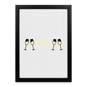 25e anniversaire 25e anniversaire 25 ans Numéro 25 - Affiche encadrée (27 × 37 cm) - noir - Devant