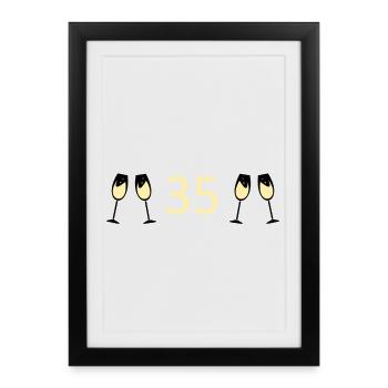 35th Birthday 35th Anniversary Number 35 white - Framed poster (27 × 37 cm) - black - Front