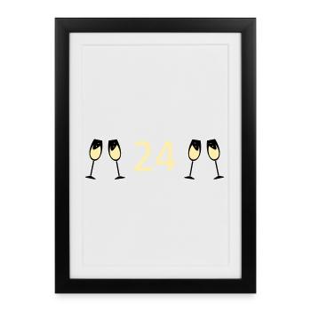 24th Birthday 24 Years Anniversary 24 Years Number 24 - Framed poster (27 × 37 cm) - black - Front