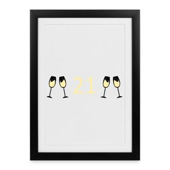 21st Birthday 21 Years Anniversary 21 Years Number 21 - Framed poster (27 × 37 cm) - black - Front