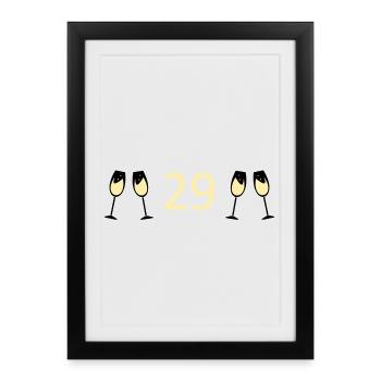 29e anniversaire 29 ans Anniversaire 29 ans Numéro 29 - Affiche encadrée (27 × 37 cm) - noir - Devant