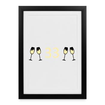 33rd Birthday 33 Years Anniversary 33 Years Number 33 - Framed poster (27 × 37 cm) - black - Front