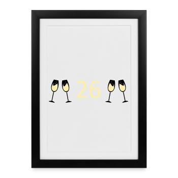 26e anniversaire 26 ans 26 ans numéro 26 - Affiche encadrée (27 × 37 cm) - noir - Devant