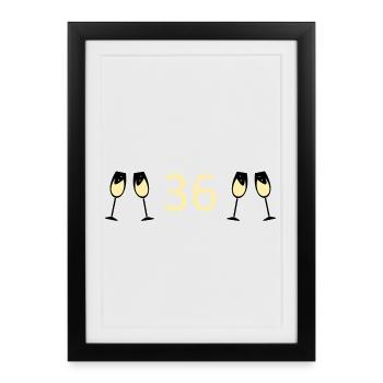 36e anniversaire 36 ans anniversaire numéro 36 - Affiche encadrée (27 × 37 cm) - noir - Devant