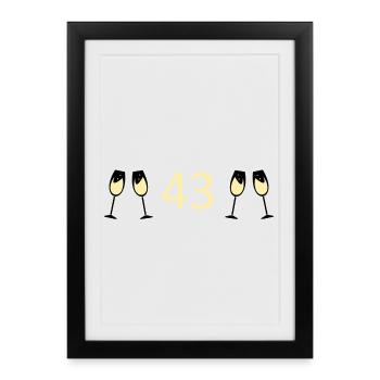 43e anniversaire 43 ans 43 ans numéro 43 - Affiche encadrée (27 × 37 cm) - noir - Devant
