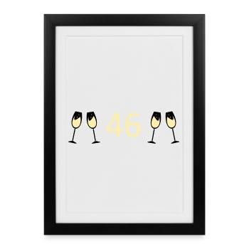46e anniversaire 46 ans 46 ans numéro 46 - Affiche encadrée (27 × 37 cm) - noir - Devant
